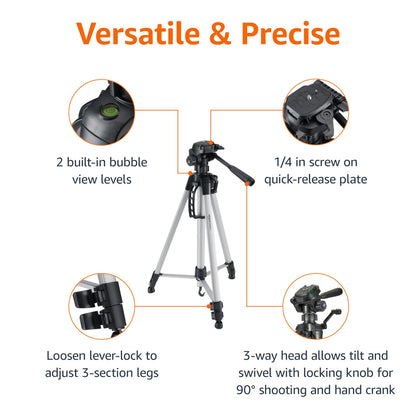 Amazon Basics 152 cm (60-Inch) Lightweight Camera, DSLR and Binocular Tripod with Bag, Black