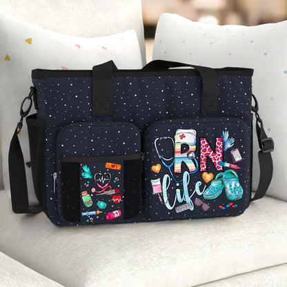 84hoods Shoulder Bag for Work. Waterproof Work Bag with Large Compartments, Padded Laptop Storage and Multiple Pockets. RN Gift for Registered Nurse. RN Life.