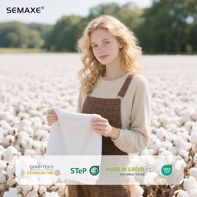 SEMAXE 100% Cotton Hand Towel for Bathroom, Hotel Spa Quality Absorbent Towels