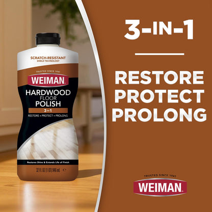 Weiman 123 Polishing Polishing & Restoring heavily stressed hardwood floors, natural shine, removes scratches, leaves a protective layer, 946 ml volume