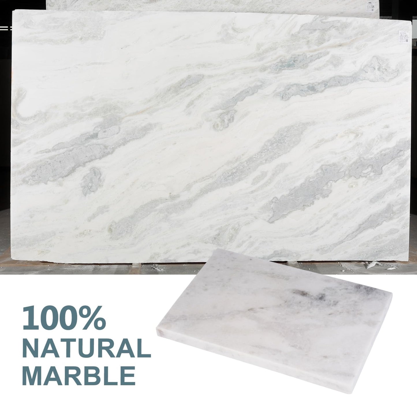BCS Natural Marble Cutting Boards for Kitchen - 12" x 8" Multi-Purpose Pastry Marble Tray Cheese Board Marble Slab for Counter, Bathroom Perfume Tray Jewelry Candle Plate (Namib Fantasy)