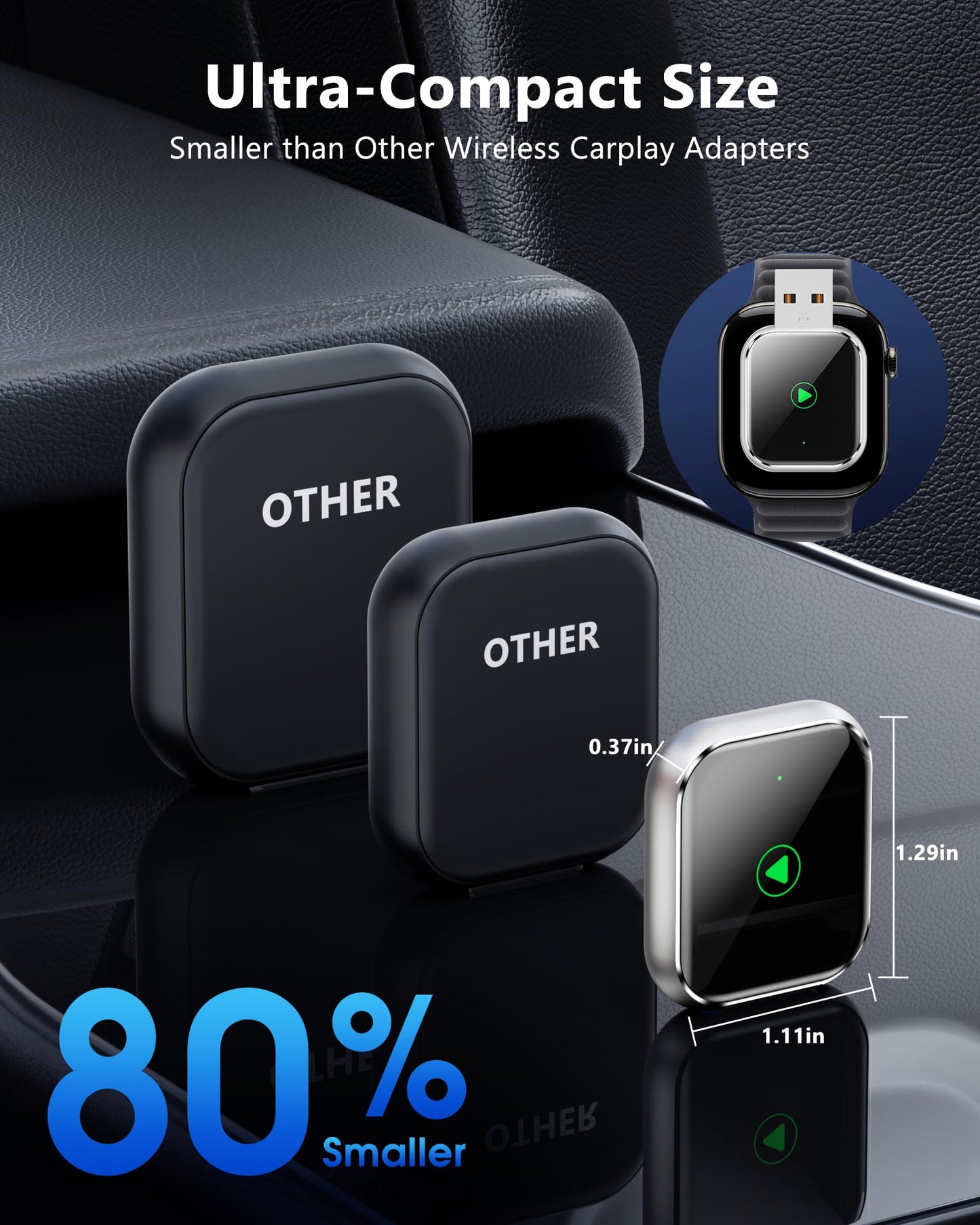 TKHIN CarPlay Wireless for iPhone - Car Play Wireless Dongle for Factory Wired CarPlay to Wireless 5GHz WiFi Car Connection for Cars After 2016 (Only for iPhone)