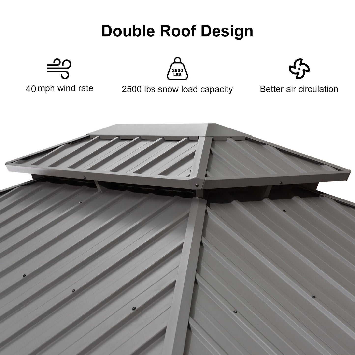 PURPLE LEAF 10' X 14' Patio Hardtop Gazebo Aluminum Outdoor Gazebo with Double Galvanized Steel Roof for Deck Backyard All Weather Outdoor Pavilion Curtain and Netting Included, Light Grey