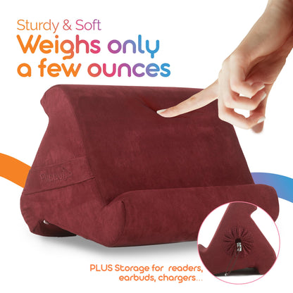 Flippy Original Tablet Pillow Stand & iPad Holder, Gift for Book Lovers & Readers, Multi-Angle Stand with Storage for Lap, Desk & Bed, Compatible with Kindle, Fire, iPad & Samsung, Nebbiolo