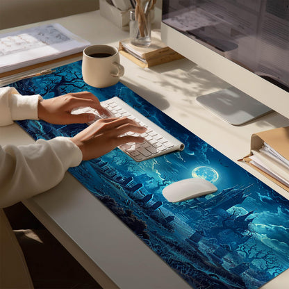 HOMETITUTE Large Mouse Pad 31.5x11.8 Inch Gaming Mousepad Moonlit Graveyard Night Art Non-Slip Keyboard Desktop Protector Mat XL Mouse Pad for Home Office Laptop Wireless Mice Accessories