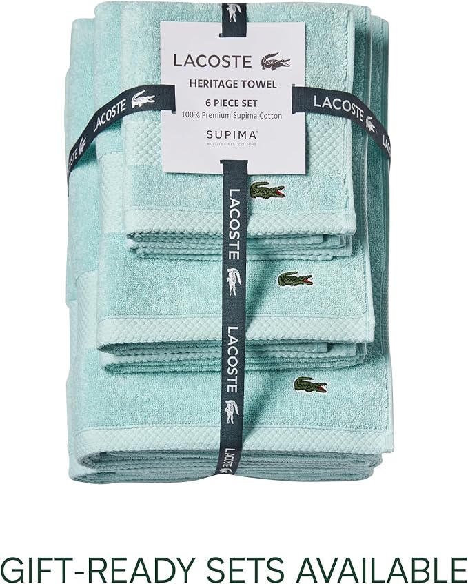 Lacoste Heritage 100% Supima Cotton Bath Towel, Premium Super Soft Bath Towel