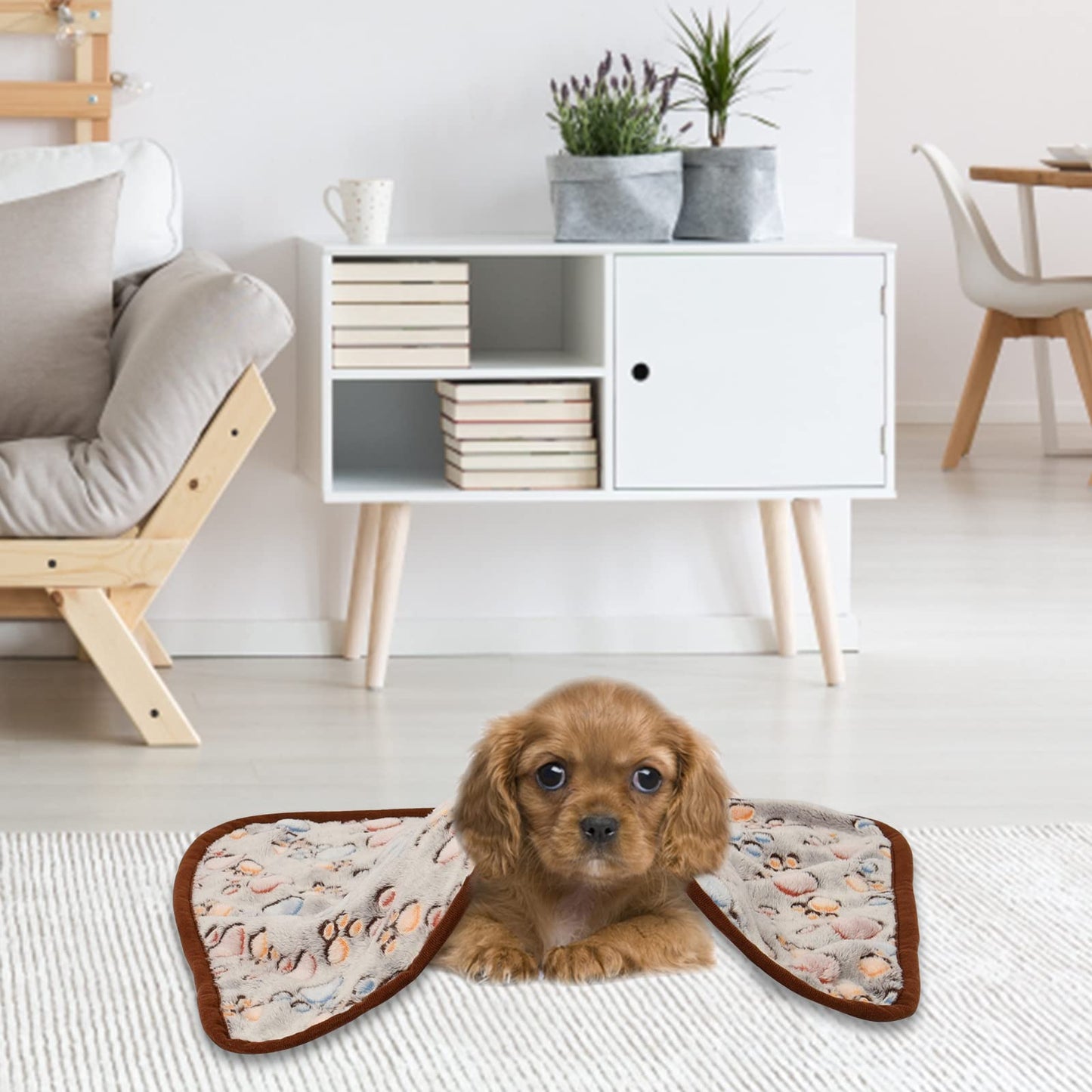 Awaytail 3 Pack Dog Blankets for Small Dogs - Soft Fleece Pet Blankets for Cats - Cute Paw Print Puppy Blanket Washable for Couch Bed Car - 50x60cm