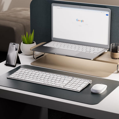 iClever GK03 Wireless Keyboard & Mouse Combo for Mac & Windows, 2.4G Rechargeable Wireless Keyboard Mouse, Silent Keys, Full Size, Portable Slim Ergonomic Design, QWERTY UK Layout, Silver and White