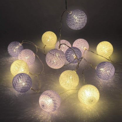 Gardeningwill 3M/10Ft 30 Purple White Ball LED Xmas Wedding Battery Operated String Fairy Light