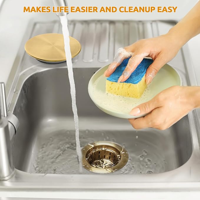 BOTEMY 3-1/2'' Kitchen Sink Drain Assembly Kit, Brass-Finish Sink Drain Strainer
