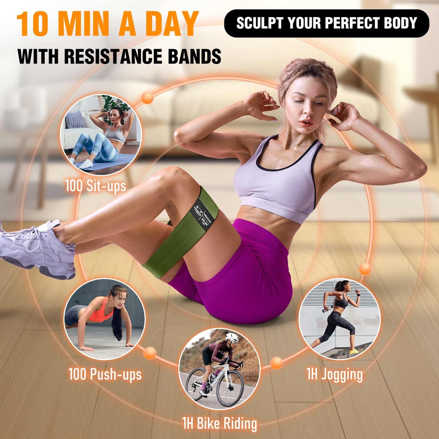 Fabric Resistance Bands for Working Out - Exercise Bands for Women and Men, Booty Bands for Legs and Glute, Yoga, Pilates, Rehab, Fitness and Home Workout