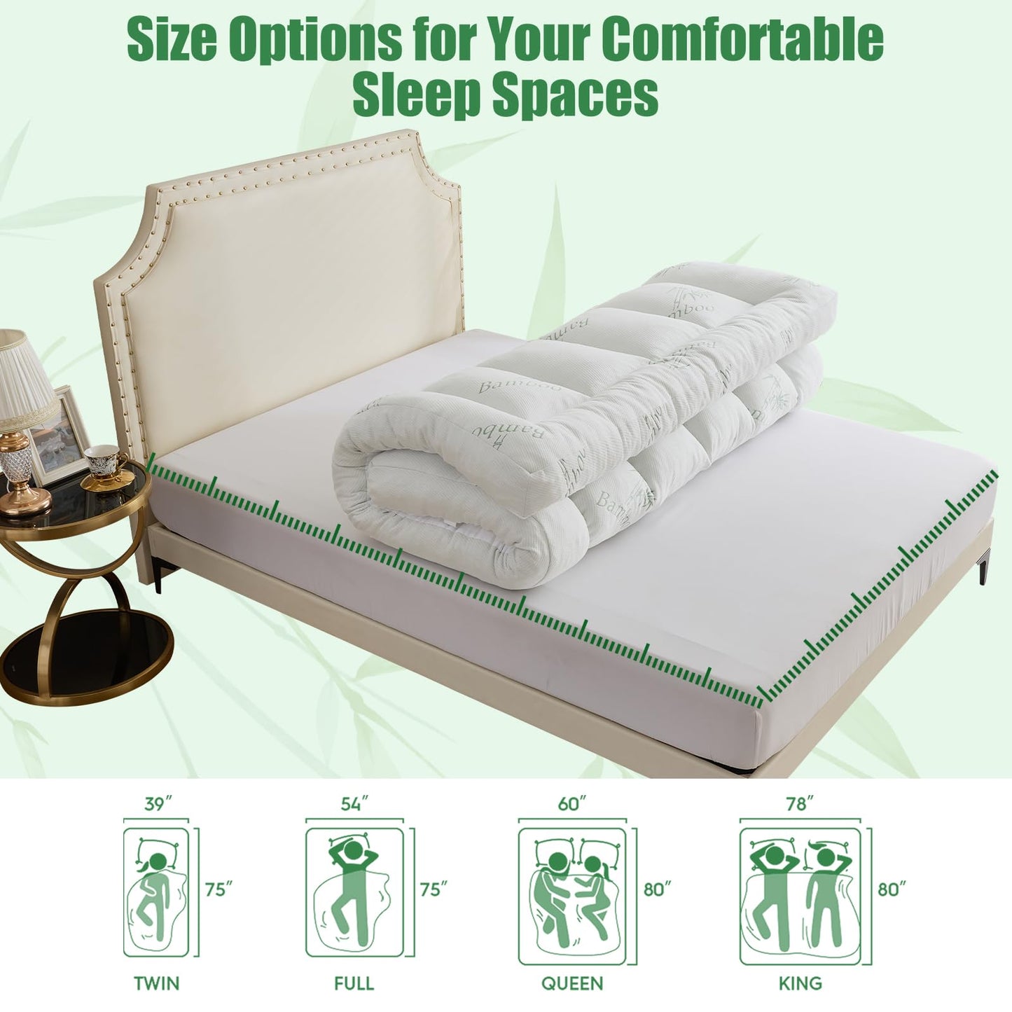 WhatsBedding 5 Inch Memory Foam Mattress Topper Queen Size for Back Pain Relief, with Cooling Breathable Bamboo Viscose Air Layer, Soft Pillow Top Mattress Topper, 80x60x5in