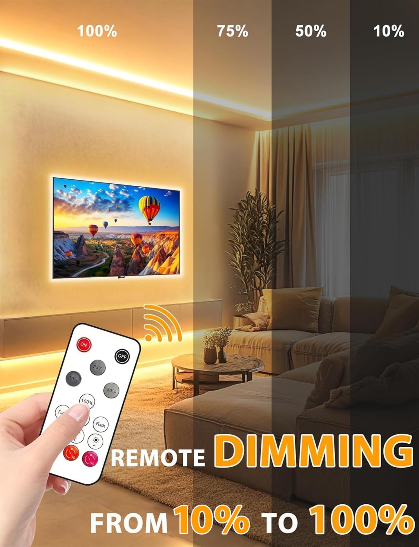 Lamomo COB LED Strip Lights Pro, 16.4Ft Warm White Dimmable Self-Adhesive Led Rope Light with Remote, Flexible Cuttable Waterproof 3000K Silicone Neon Tape Lights for Bedroom, Indoor, Outdoor,Cabinet