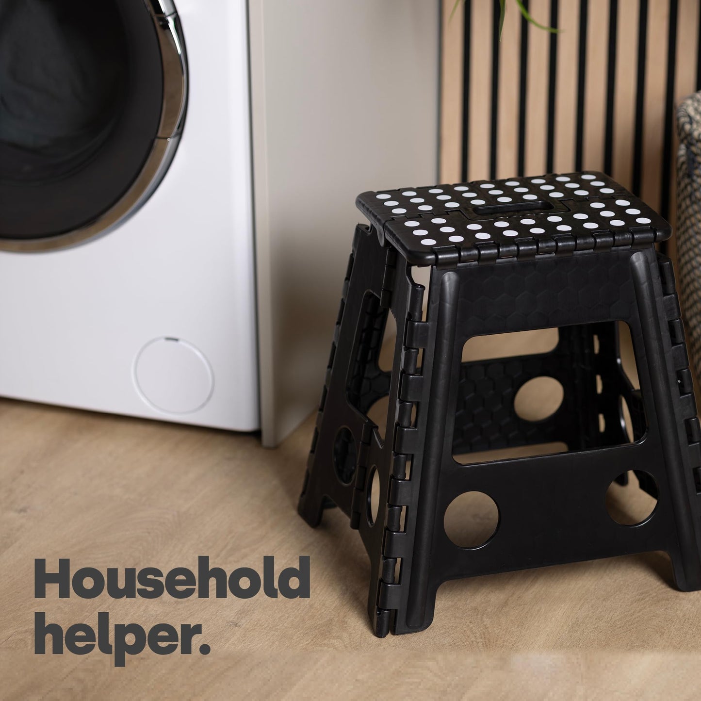 LIVIVO Folding Step Stool – Compact and Lightweight Two Tier Anti Slip Stepping Stool - Folds Flat with Carry Handle for Easy Storage and Transport