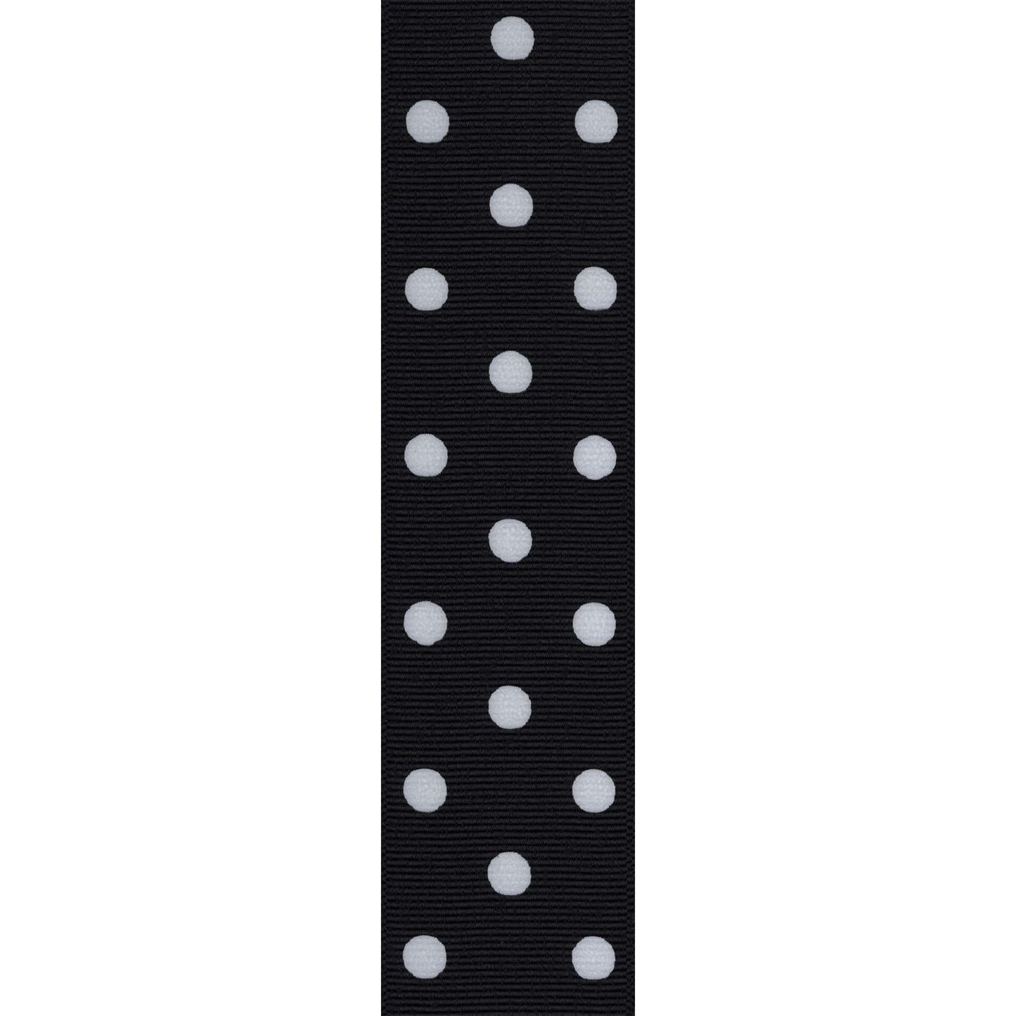 Offray 945889 1.5" Wide Grosgrain Ribbon, Black and White Polka Dot, 3 Yards