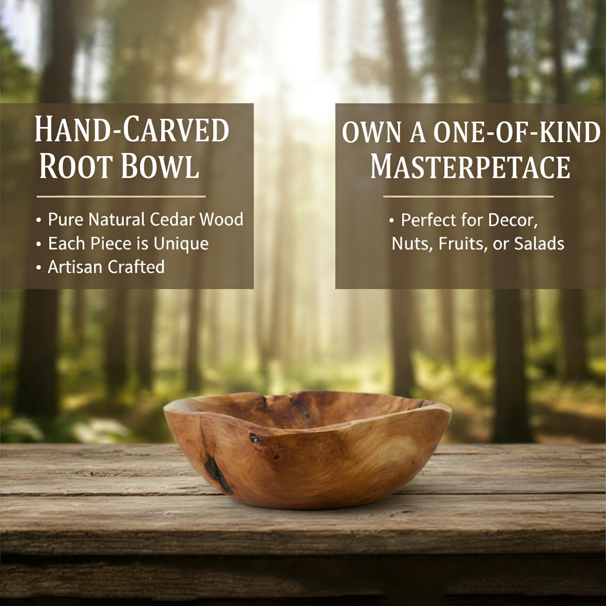 KIDYBELL Wooden bowl Creative Wood Bowl Root Carved Bowl Decorative Handmade Natural Wood Candy Serving Fruit Bowl(9"-10")