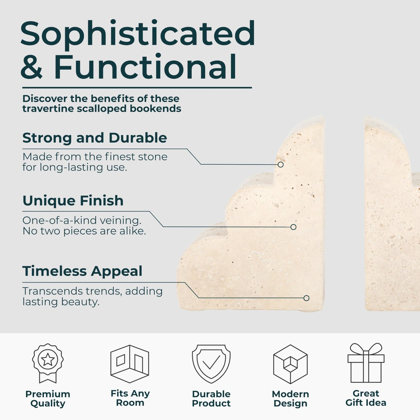 Sagebrook Home 5" Tan Travertine Cloud Bookends (Set of 2)