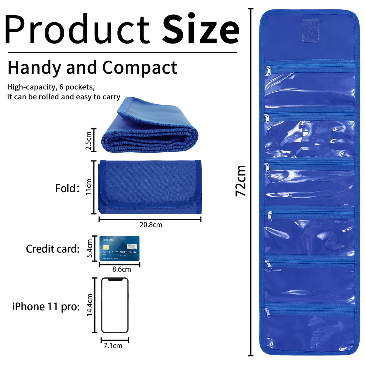 VOCHIC Money Pouch, Money Organizer for Cash with 6 Zippered Pockes, Cash Bill Organizer, Money Bag Small Travel Money Holder for Budgeting, Receipt and Tips,Mothers Day Gifts(Blue)