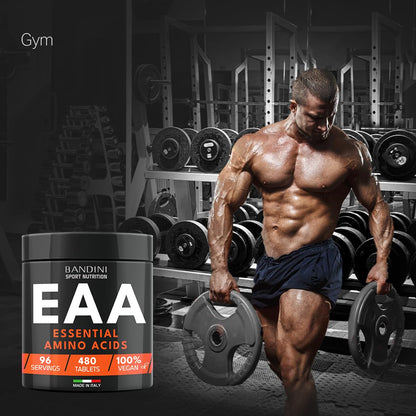 Bandini® EAA Essential Amino Acids | 480 Tablets 96-Day Supply | with All 9 EAAs Intra, Pre and Post Workout | Amino Acid Supplements for Sport | NO Additives, EAA Amino acids, Vegan Friendly