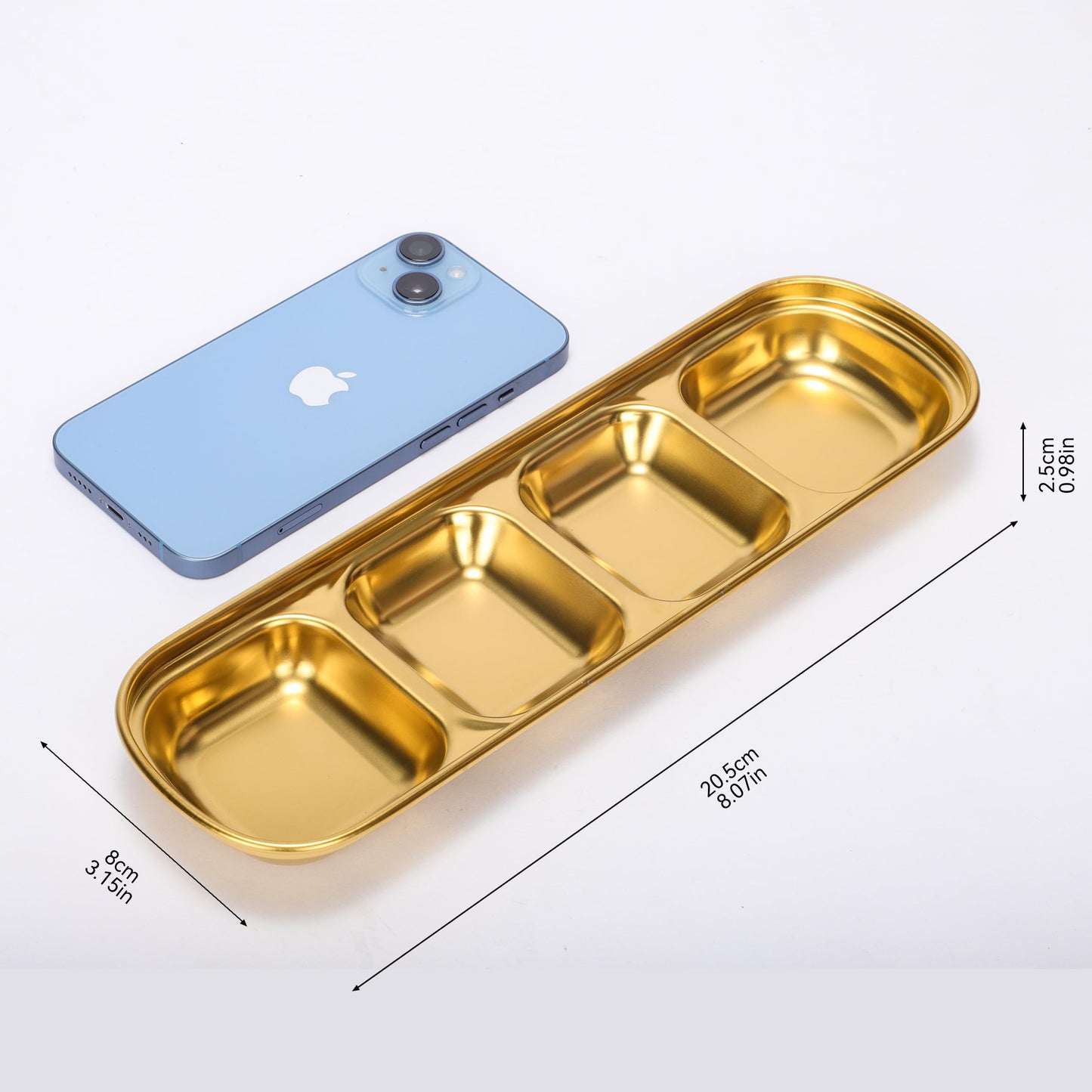 drizzle 3PCS Sauce Dish Stainless Steel Gold Soy Tomato Sauce Salt Vinegar Sugar Spices Flavor Condiment Dip Bowls Korean BBQ Home Kitchen Plates