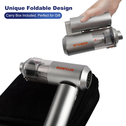 DOWYLIK Compressed Air Duster, 150,000RPM Compressed Air with LED, 2-in-1 Mini Vacuum, Electric Air Duster for PC Cleanning Kit, Canned Air Duster for Computers-Air Blower for Electronics with Case