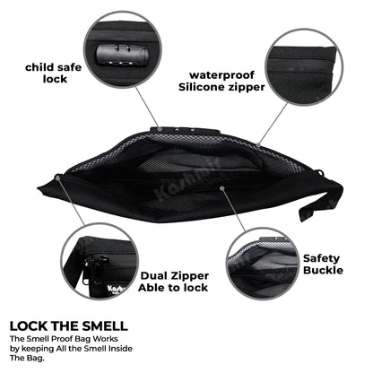 Kashmir Money Bag with Lock 12" x 10" – Waterproof Smell-Proof Cash & Document Organizer with Zipper & Combo Lock – Lockable Pouch for Travel, Business, Passports, Valuables & Notary Supplies
