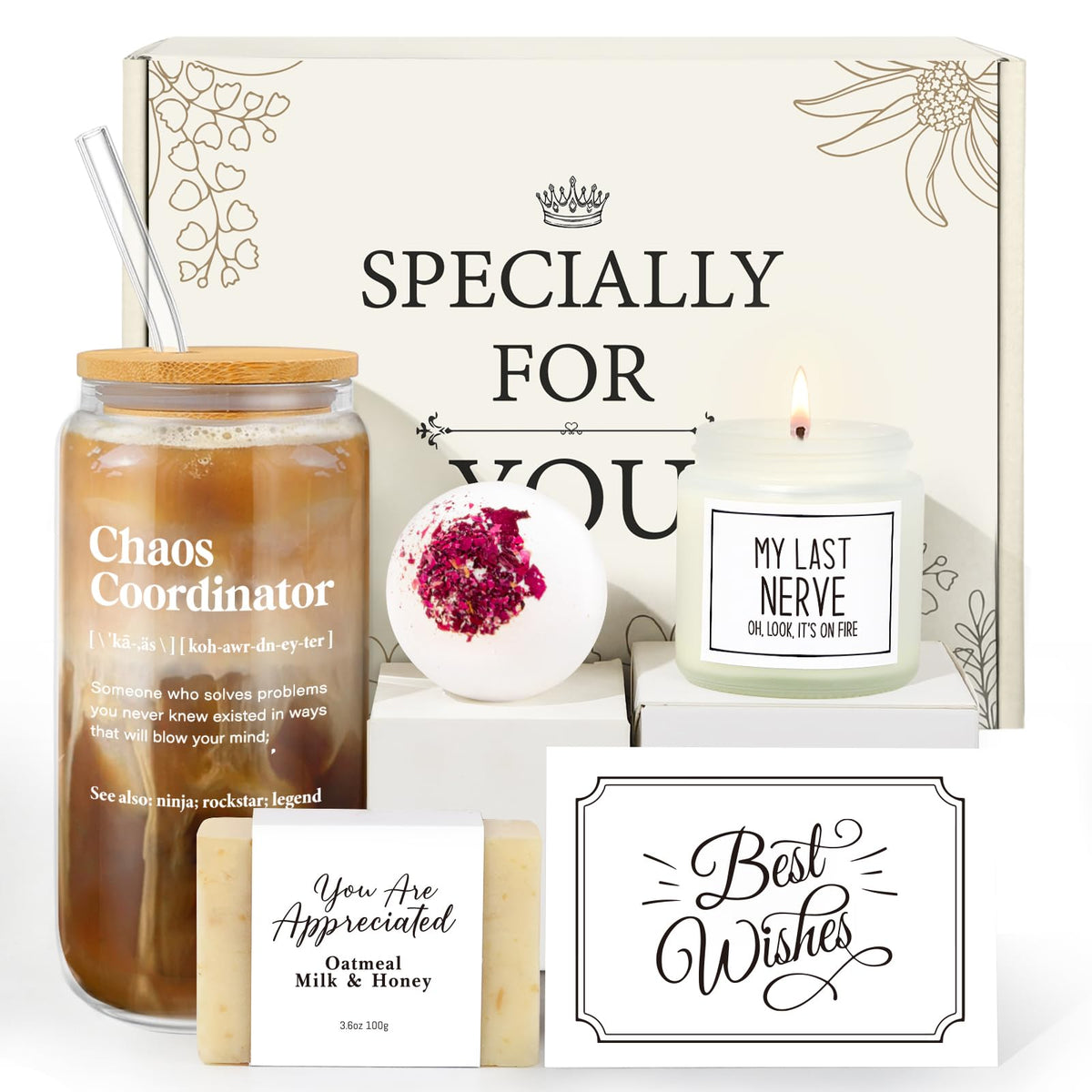 iAOVUEBY Administrative Professional Day Gift for Women, Chaos Coordinator Appreciation Gifts for Coworker Nurse Secretary Principal Manager Assistant Boss Teacher, Funny Thank You Set with 16oz Cup
