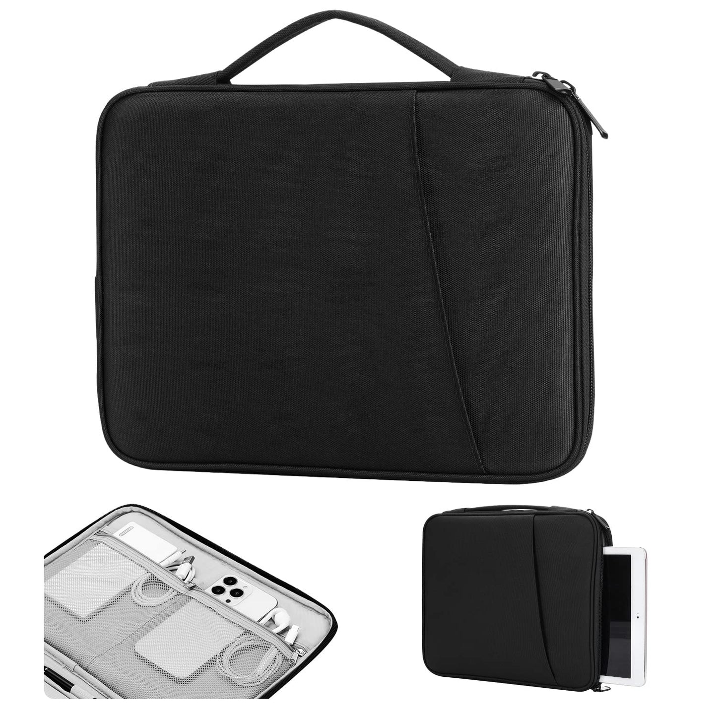 TiMOVO 9-11" Tablet Sleeve for iPad 11-inch A16 2025, iPad 10th Gen. 10.9"/10.2"/ Air 11/5th/4th Gen. 10.9", Galaxy Tab A9 Plus 11", Protective Bag with Pockets, Black