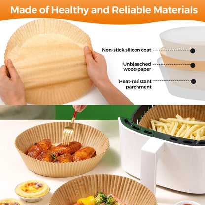 Air Fryer Disposable Paper Liners - 150Pcs 8In Square Parchment Paper Non-Stick Airfryer Basket Liners for Steamer Microwave Oven, Deep Fryer Parts & Accessories