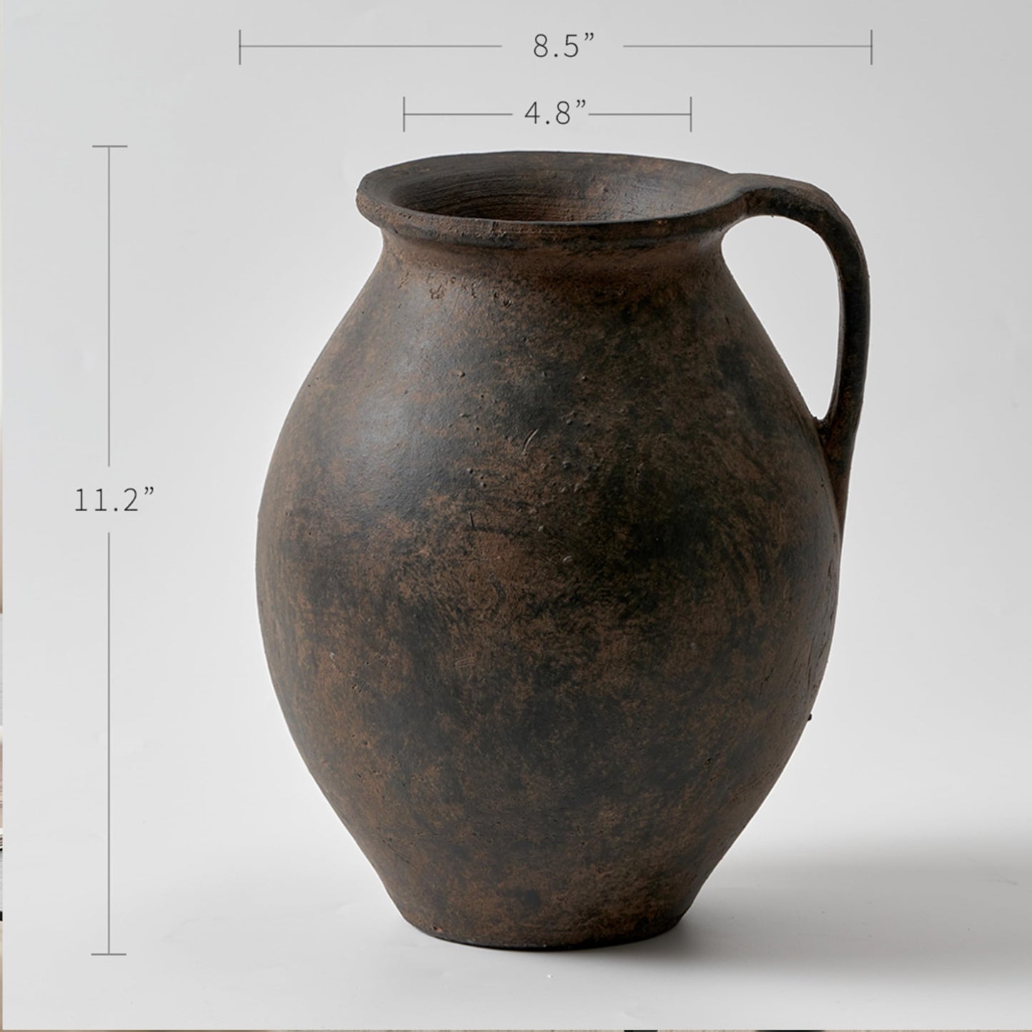 LB2 Brown Ceramic Large Vase, 11.2" Tall Zen Style Vase, Terra Cotta Pitcher, Distressed Farmhouse Decor, Pottery Decorative Flower for Home Decor (D - Brown 11.2")