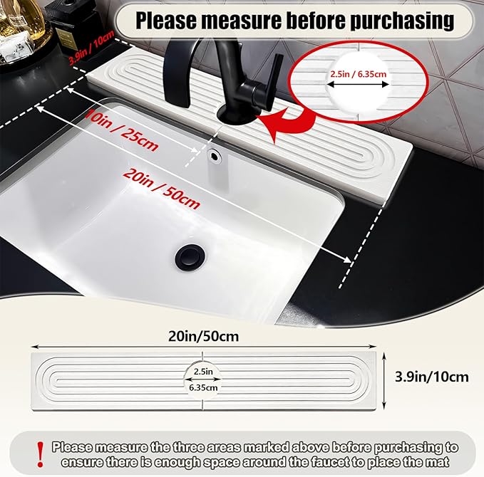 Faucet Mat For Kitchen Sink, Sink Stone Quick Dry Around Faucet, Super Absorbent