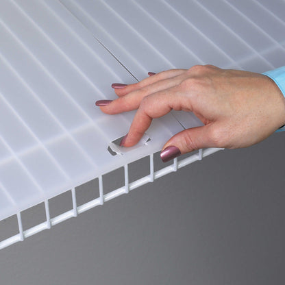 Shelf It Wire Shelf Liner 10' Long Roll Wire Shelf Liner with Locking Tabs to Fit 12" Deep Wire Shelves Made in The USA Prevents Items from Tipping Over or Falling Through Gaps
