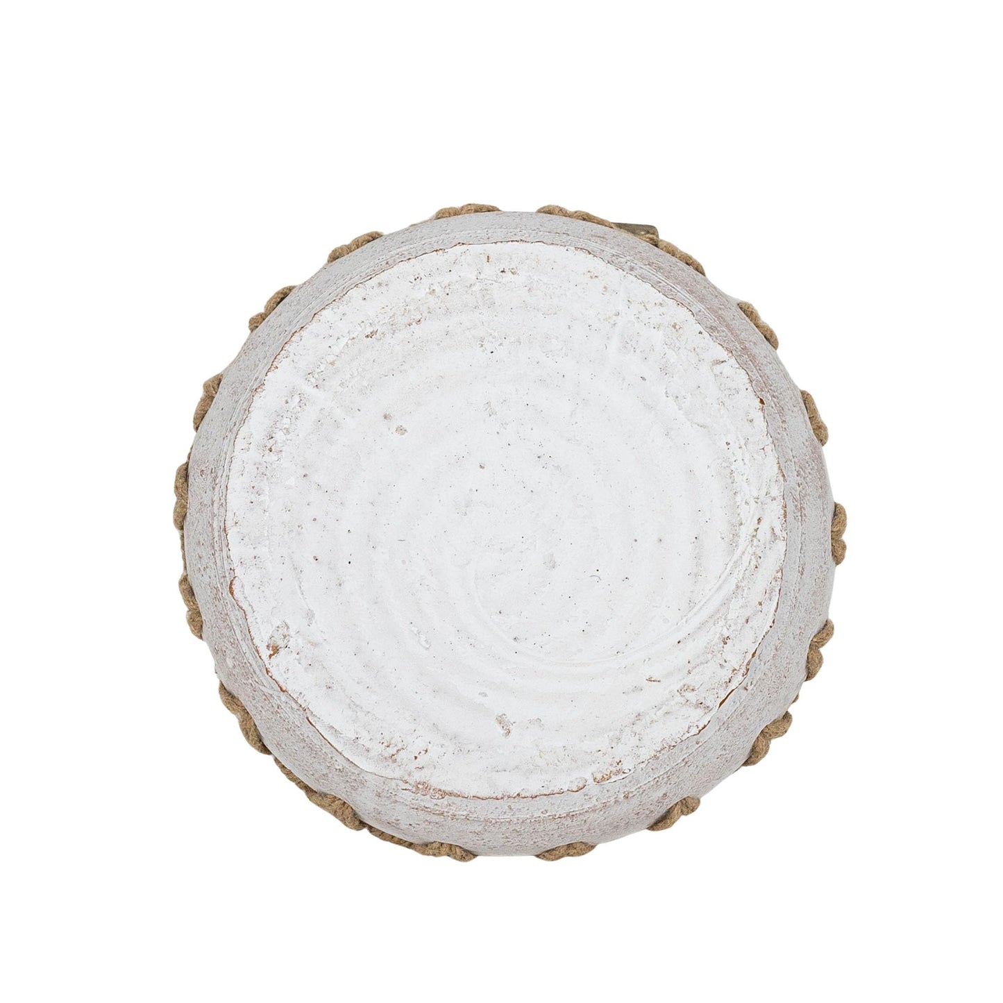 Foreside Home and Garden 3" x 9.25" Landon Decorative White Terracotta Greenery Planter Pot Bowl w/Woven Geometric Jute Rim Home Boho Rustic Style Natural Accent Piece Faux Artificial Plant Decor