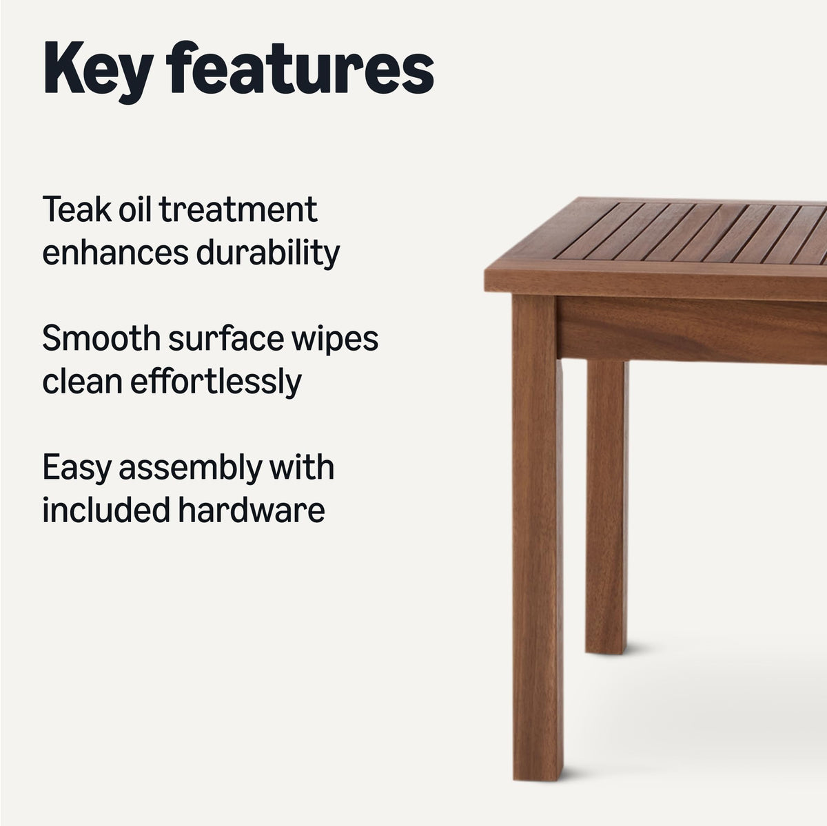 Amazon Basics Patio Coffee Table, FSC-Certified Wood, 35"
