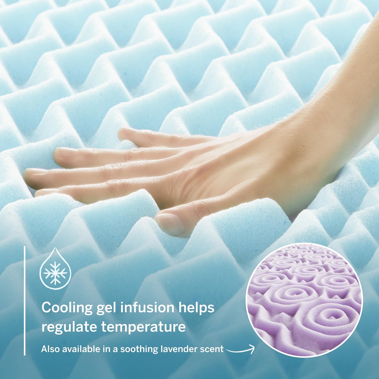 LUCID 2 Inch Gel Memory Foam Mattress Topper, Queen size – 5 Zones – Cooling Gel Infusion – CertiPur Certified Foam