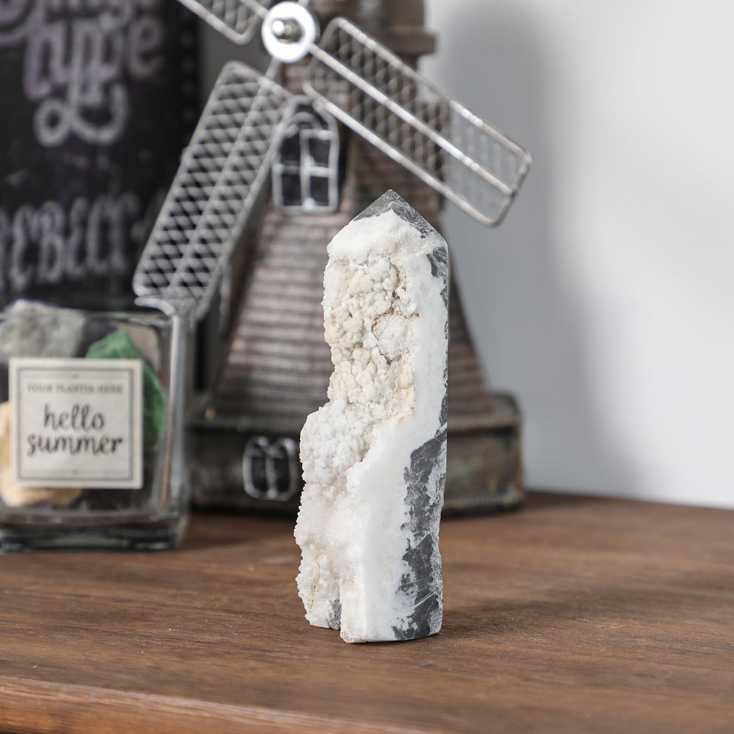 Sportmusies Natural Rock Crystal Cluster Obelisk Wand Tower Home Office Decoration, Irregular-Shaped Geode Stone Mineral Specimen Reiki Collection, 2.48-4.92 inches