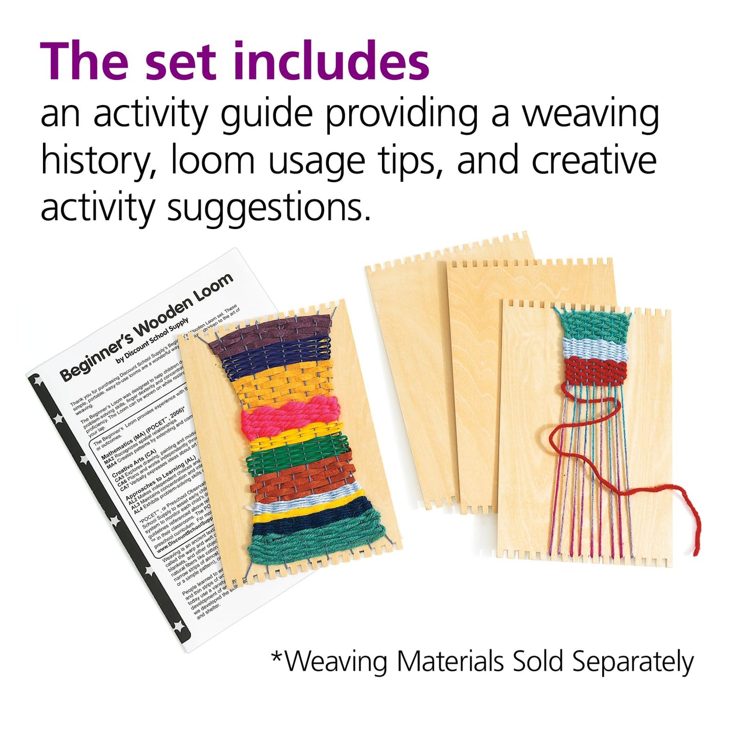 Colorations RLOOM Beginners Wooden Loom, Set of 12, for Kids, Arts & Crafts, Weaving, Craft Activity, Motor Skills, Critical Thinking, Basket, Jewelry, Crochet, Teaching, Educational