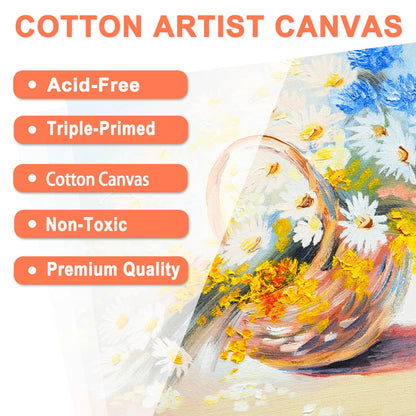 5 Packs Canvas for Painting - 30 x 40 cm(12" x 16"), Blank Canvas Panels Board for Acrylic Painting, Oil Paint & Wet Water Art Media, Canvases for Professional Artist, Hobby Painters & Beginners