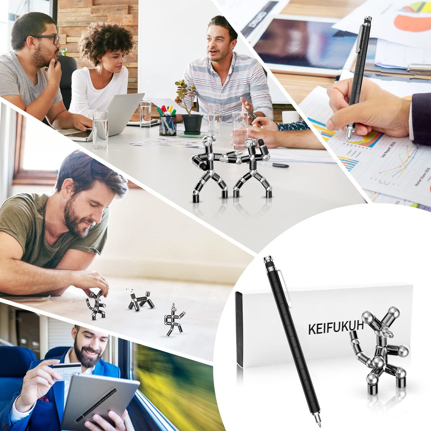 Fun Men Gifts Fidget Gel Pens - Unique Birthday Gift for Mens, Novelty Christmas Stocking Fillers Easter Anniversary Valentines Day Present Ideas Small Gadgets, Cool Secret Santa Gift for Him