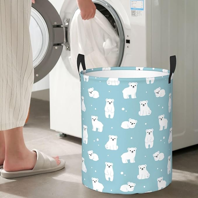 Cute Polar Bears Laundry Hamper Bag