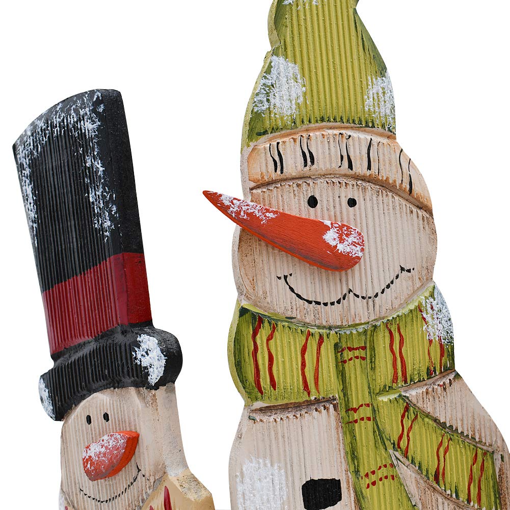 E-view Christmas Decorations Wood Snowman Sign Holiday Xmas Home Decor Wooden Folding Triple Snowmen Screen Rustic Decorative Ornaments for Table Top Fireplace (Snowman)