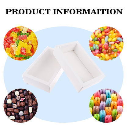 26 PCS Rectangle Drawer Kraft Boxes Small Cardboard Present Packaging Boxes for Party Favor Treats, Candy and Jewelry Crafts, 6.5 x 3.7 x 1.6 inch (Clear,White)