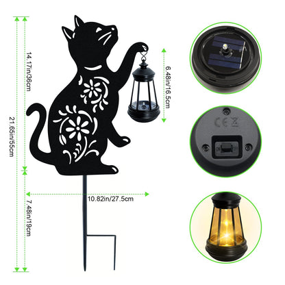 Solar Cat Hanging Lantern Outdoor, Black Cat Solar Lights, Cat Lover Gifts for Women Mom Grandma Birthday,Mother's Day,Waterproof Garden Ornaments Decor Outside Backyard,Patio,Pathway