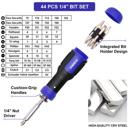 STREBITO Precision Screwdriver Set 191-Piece Multi-Bit Screwdriver 1/4 Inch Nut Driver Home Improvement Tool Electronic Repair Kit for Computer, iPhone, Laptop, PC, Cell Phone, PS4, Xbox, Nintendo