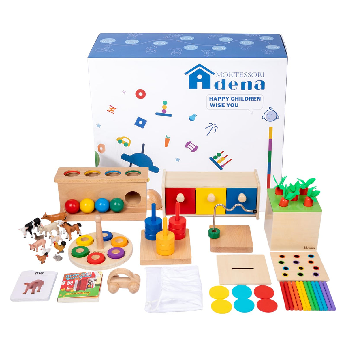 Adena Montessori 10 in 1 Wooden Play Kit 13-15 Months