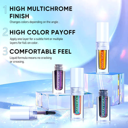 MAKI YIKA Glitter Eyeshadow Teal Liquid Multichrome Eyeshadows Long Lasting, Metallic Chameleon Eye Shadow Smudgeproof Holographic Eye Topper Glitters (#3 Dawn)