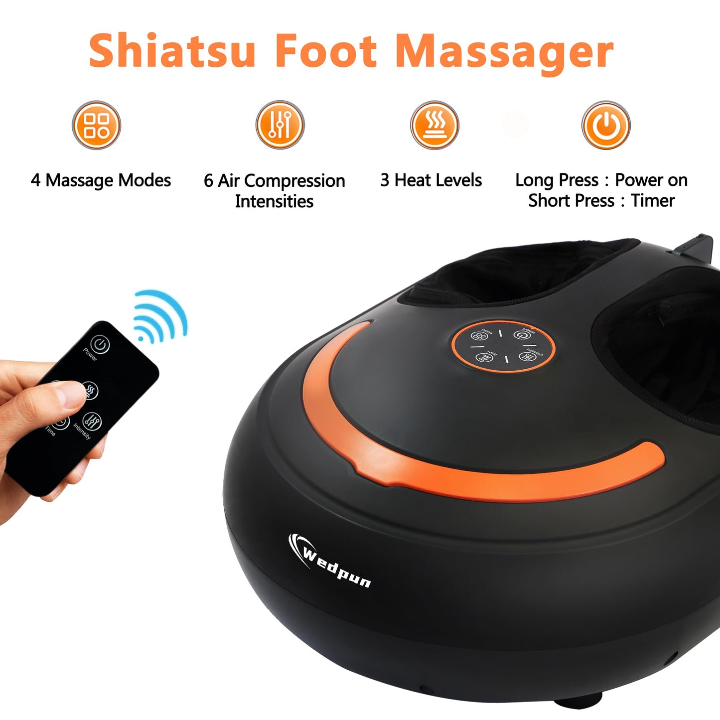 Foot Massager with Heat Shiatsu Foot Massager with Remote Deep Relief for Tired Muscles Electric Feet Massage Machine for Home and Office Gifts for Mom Dad White