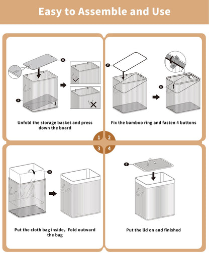 WAOHANAZ Bamboo Toilet Paper Storage with Lid & Handel, 8 Gallons (30L), Sturdy Toilet Paper Basket, Organizer for Bathroom, Kitchen, Holder with Storage, Natural