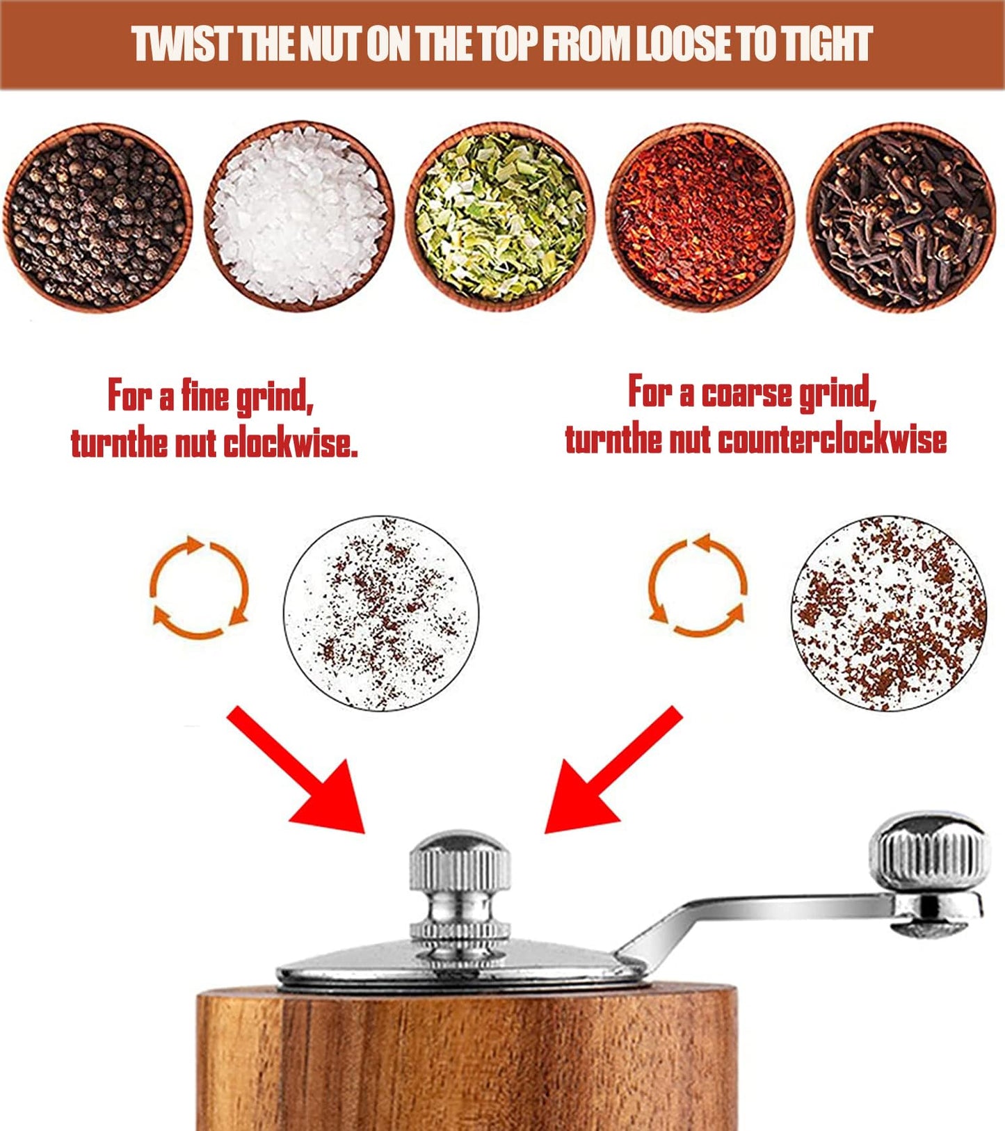 Acacia Wood Salt and Pepper Grinder Mills Sets,Wooden Shakers with Adjustable Ceramic Core,Classic Manual Salt Grinder Refillable Pepper Mill Set with a Gear Crank System for kitchen Spice