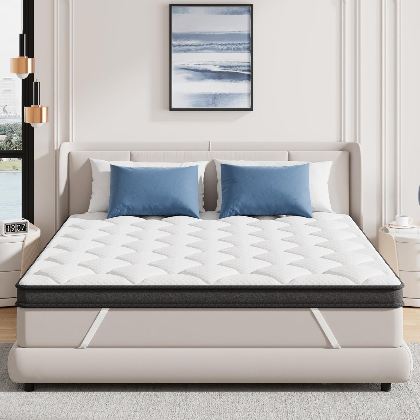 ELEMUSE 3 Inch Full Size Memory Foam Mattress Topper, High Density Gel Foam Bed Toppers with Cooling Pillowtop for Back Pain Relief, Medium Firm Mattress Pad for Comfort Body Support